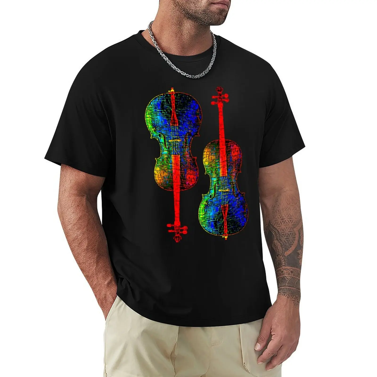 

Cello Color T-Shirt vintage graphic tee anime oversized t shirts for men