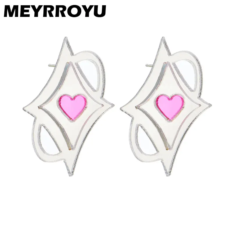 Meyrroyu New Mirror Star Orecchini Acrilici Trasparenti Per Le Donne Heart Personality Unique Street Party Jewelry Lovers Gift
