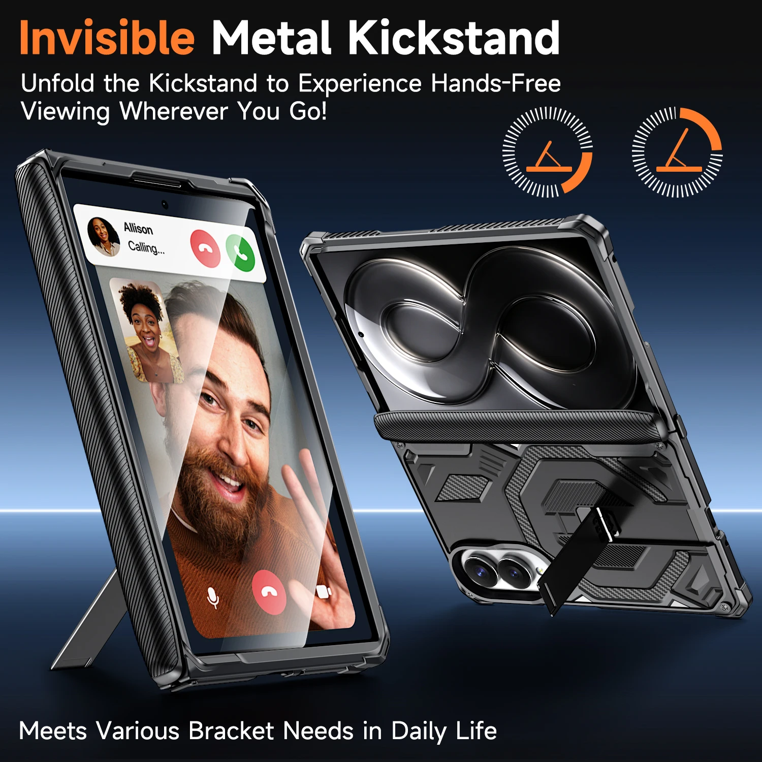 Magnetic Rugged Shockproof Stand Case with Hinge Protection - Military-Grade