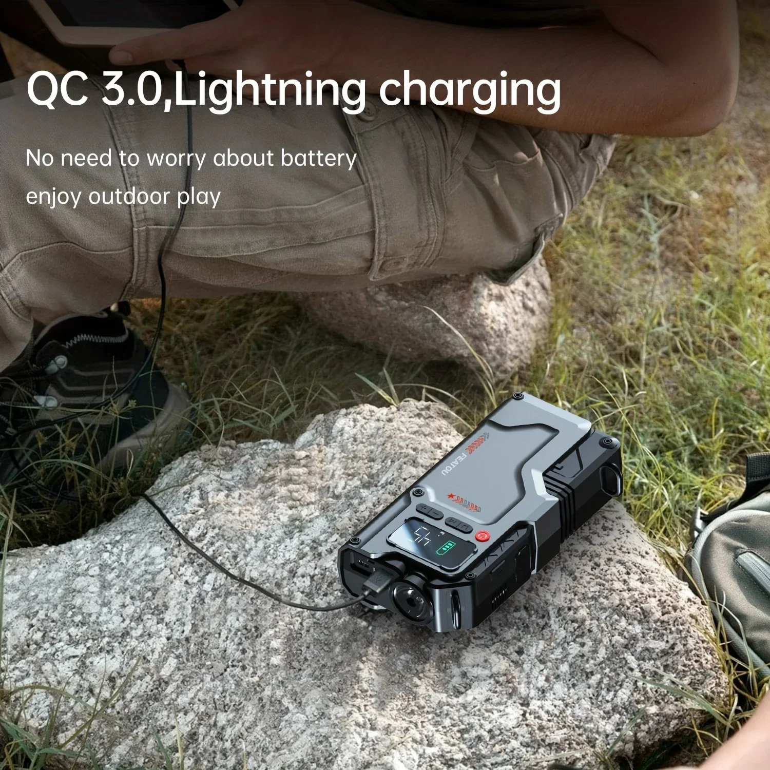 5-in-1 multifunctional backup power supply for car batteries-tire inflation, emergency start, LED lighting, mobile power bank