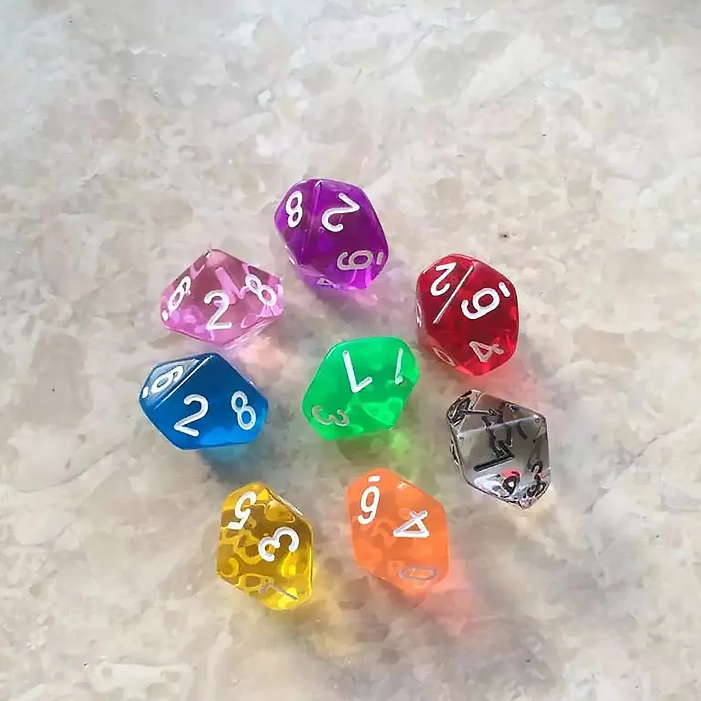 

10pcs 0 to 9 Faces Cubes TRPG Board Game Multi-sided Acrylic Rolling Cubes boardgame Accessories