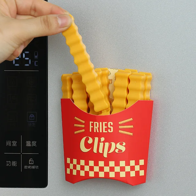 12 db Beállított Kreatív Francia Krumpli Táska Tömlő Tartó Hűtőszekrény Mágnes Klipek Élelmiszer -Tömítés Tartsa Meg A Friss Snack Tömítőbilincset