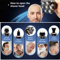 5 In 1 Electric Head Shaver for Bald Men 7D Floating Cutter Beard Trimmer Clipper IPX5 Waterproof Shaving USB Wireless Charging 2