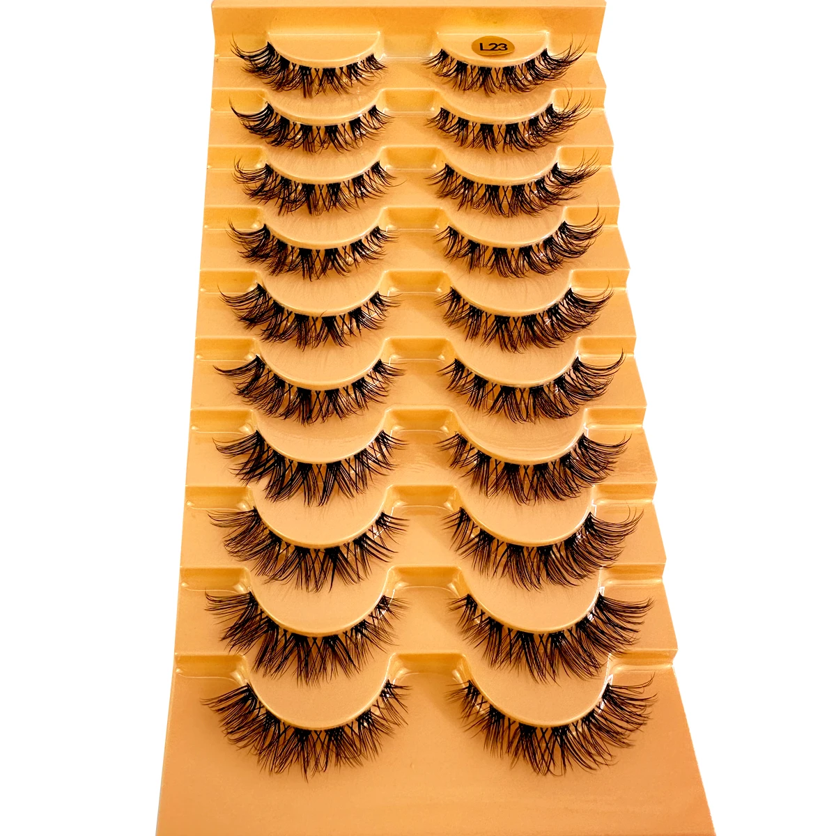 Fluffy False Eyelashes 10Pairs Natural Cat Eye Lashes Transparent stem Faux mink Lashes Thick Soft Curly Lashes