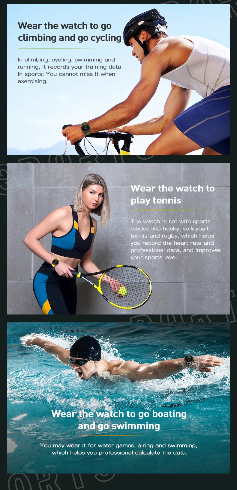 S41 Smart Watch touch Sport Heart Rate Monitor Waterproof IP68 Fitness Pedometer Bracelet Men Women Outdoor sports Smartwatch