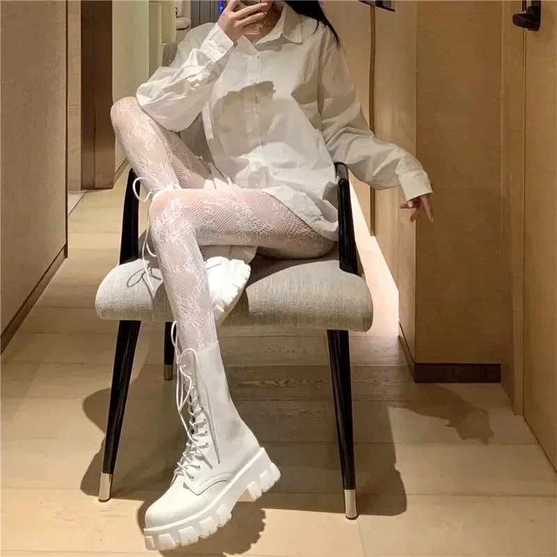 Frauen Fischnetz Strumpfhosen Sexy Lolita Höhlte Spitze Strümpfe Fishnet Floral Elastizität Dünne Strumpfhosen Frau Hohe Taille Strumpfhosen – Detail 8