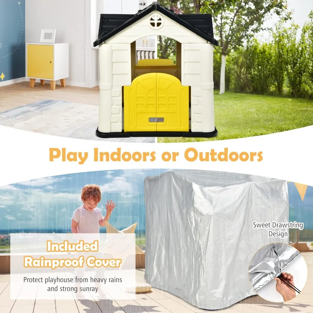 Outdoor Kids Playhouse with Picnic Table & Toy Set 3