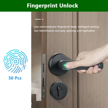 RAYKUBE M3 Tuya BLE Smart Fingerprint Door Lock Password Lock with Keys Smartlife/Tuya APP Unlock For Indoor Wooden Metal Door 4