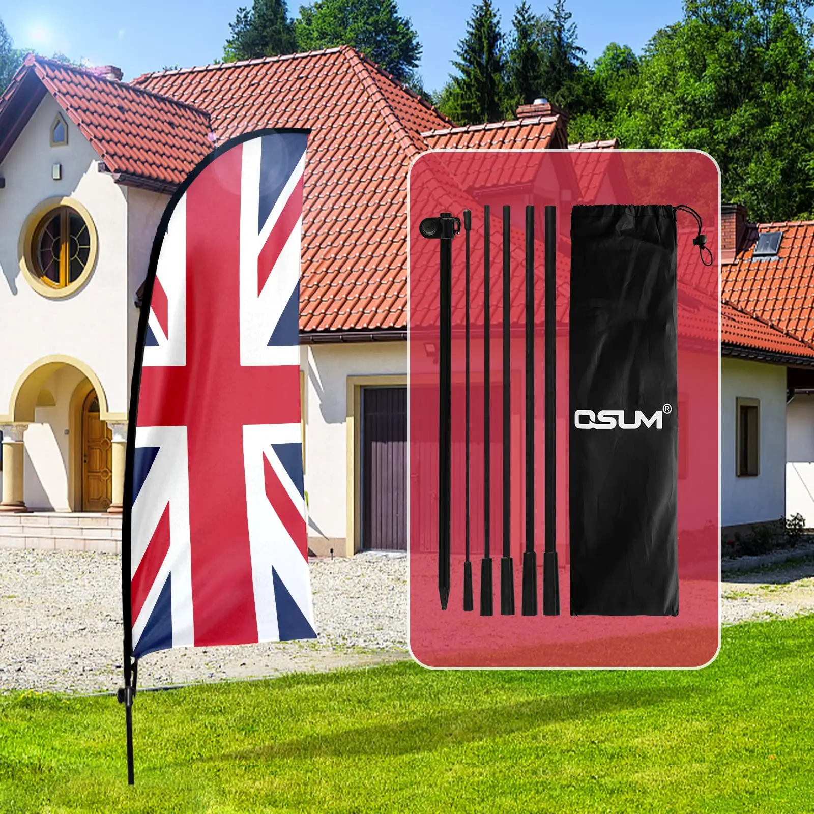 Fsflag Gran Bretagna Swooper Flag,7Ft Gran Bretagna Advertising Feather Flag Con Pole Kit, Ground Spike, Gran Bretagna Signs For Business