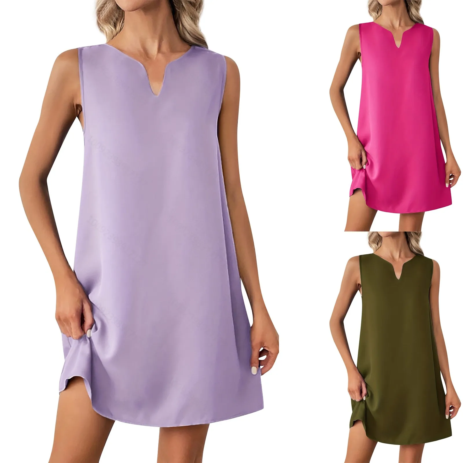 

Women's Fashion Dresses Sleeveless V-Neck Classic Solid Color Vintage Dresses New Casual Elegant Vest Dresses roupas feminina