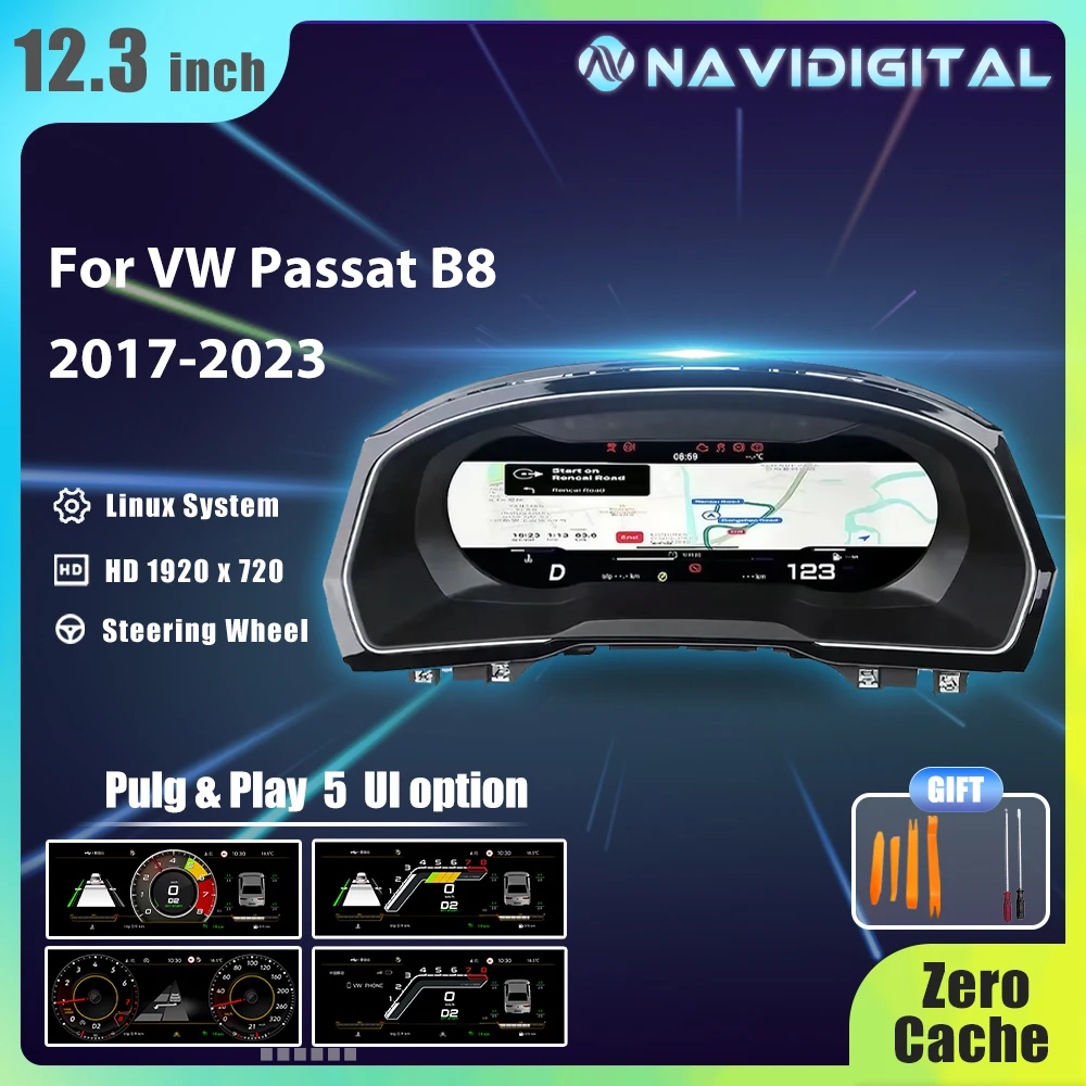 12.3'' LCD Digital Cluster for Volkswagen Passat B8 CC Variant years Suppor HDMI Carplay Instrument Cluster