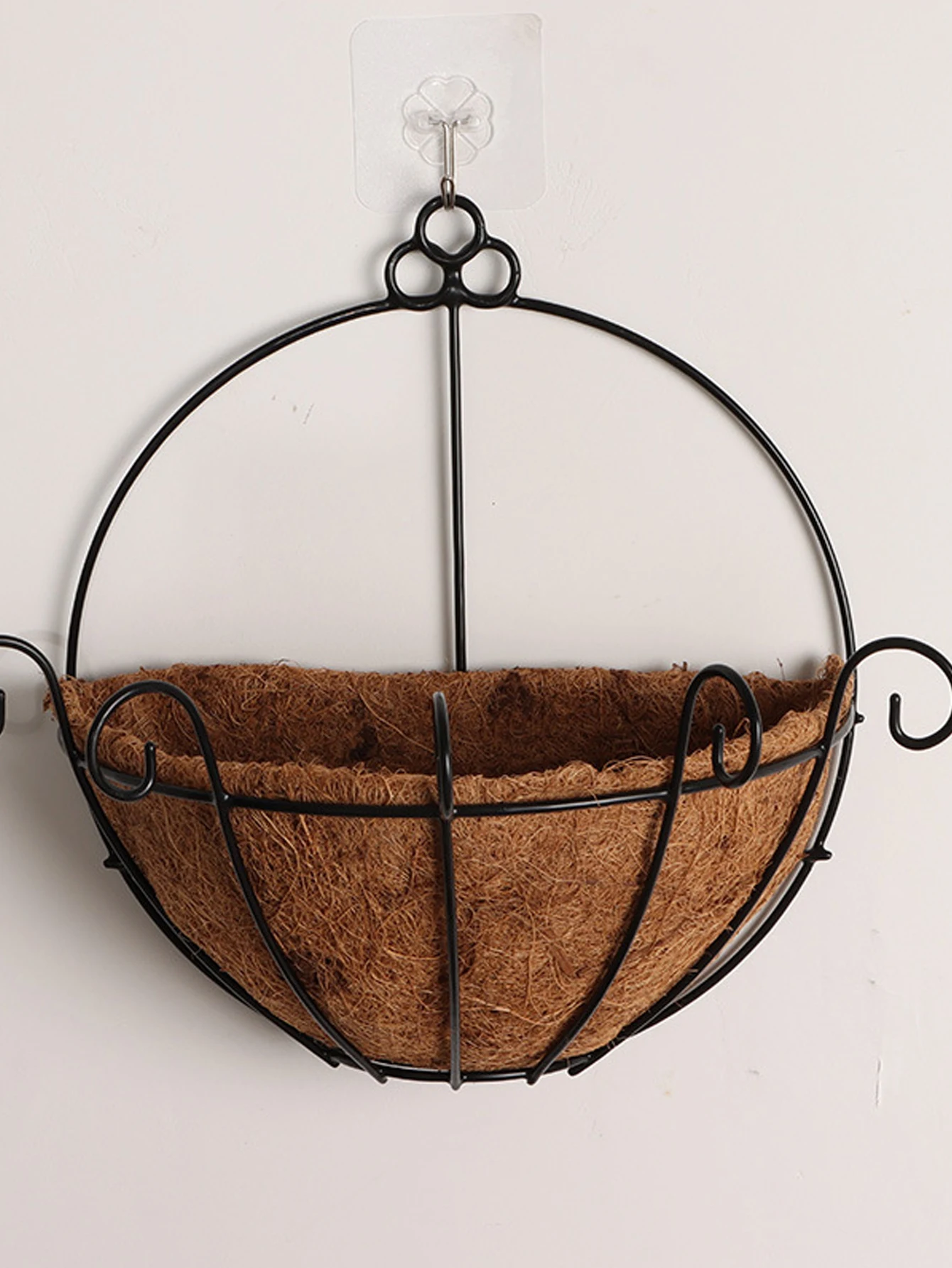 Flowerpot Iron Coconut DIY Garden Hanging Planters Wall Baskets Pot Half Round Plant Holder Case Home Decoration plant hanger,flower pot