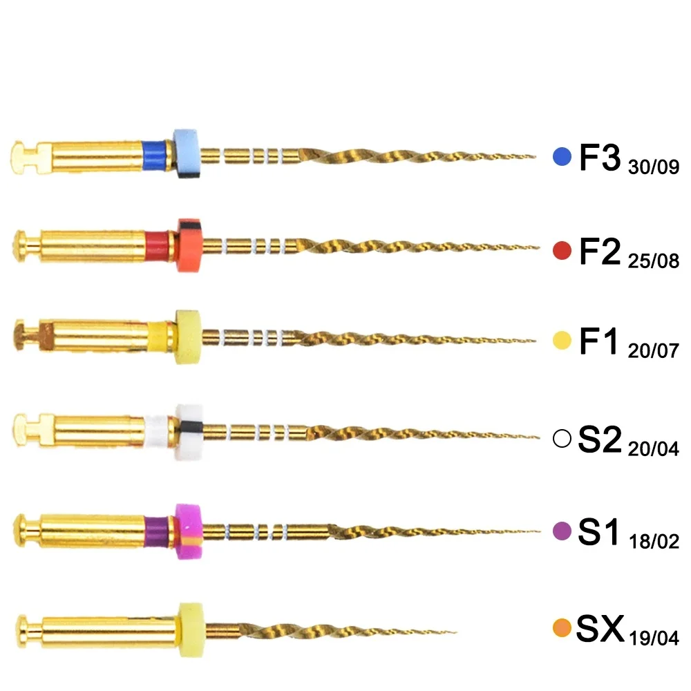 Dental Endodontic Gold Flexible Rotary Files Nickel Titainium Golden Engine Use Files SX-F3 Dentistry Tools 25mm 2