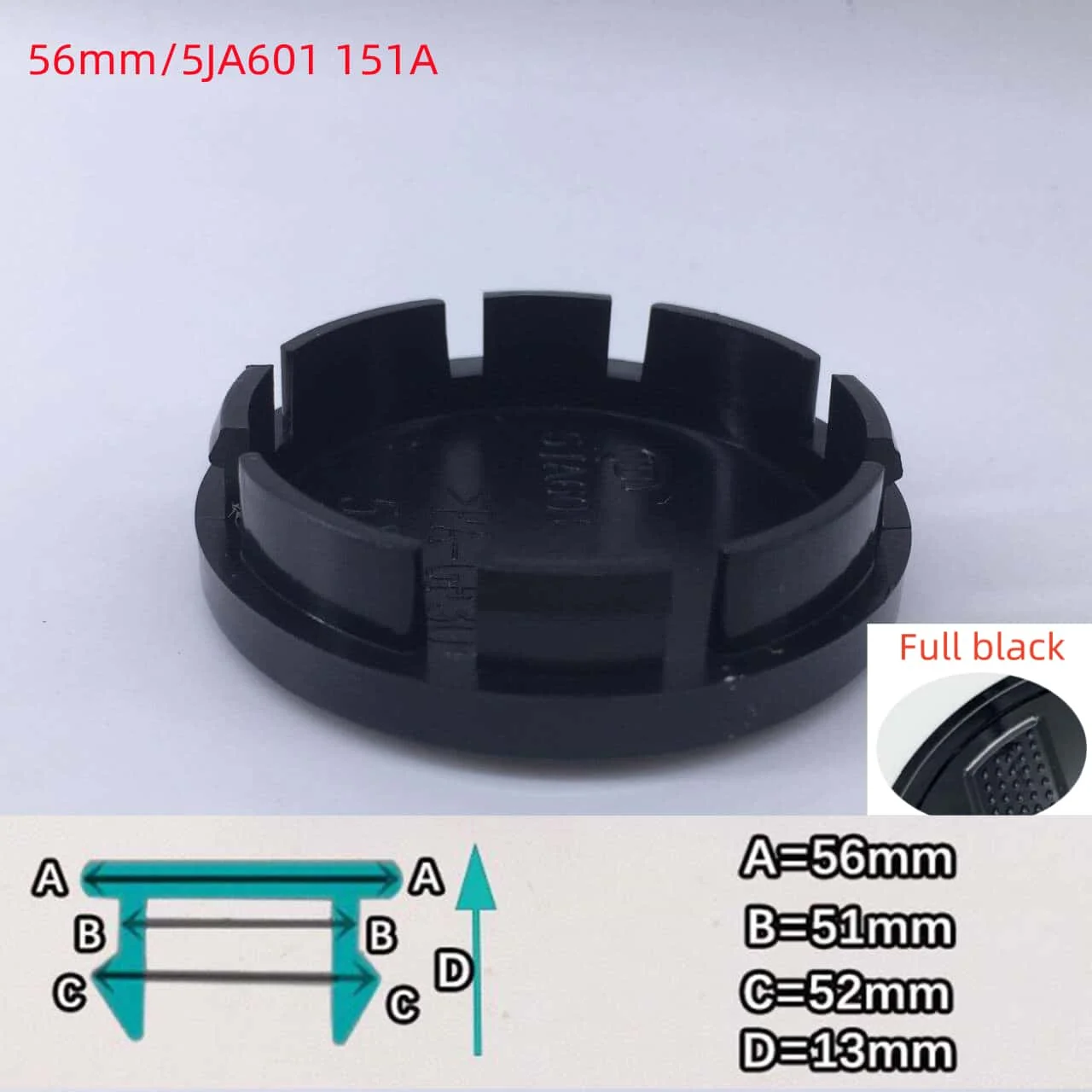 10PCS Full Black Wheel Center Caps Hub Covers - Car Styling Accessories