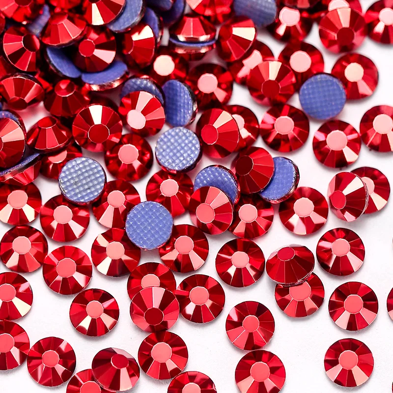 QIAO Metallic Color Glass Hot-Fix Crystal Rhinestones Flat Back Strass Stones For DIY Clothes Fabric Decorations