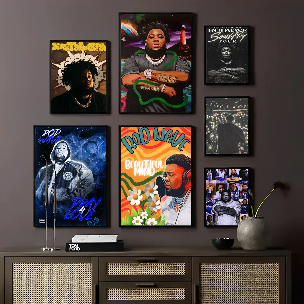 

Rod Wave Singer Poster Self-adhesive Art Poster Whitepaper Prints Posters Artwork Aesthetic Art Wall Painting
