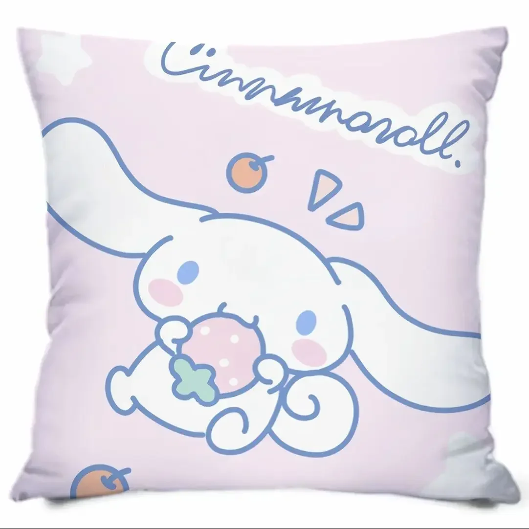 Sanrio Pillowcase Cartoon  Kuromi Printed Cushion Cover Cute Girly Heart Sofa Bedroom Bedside Cushion Pillow Car Waist Cushion