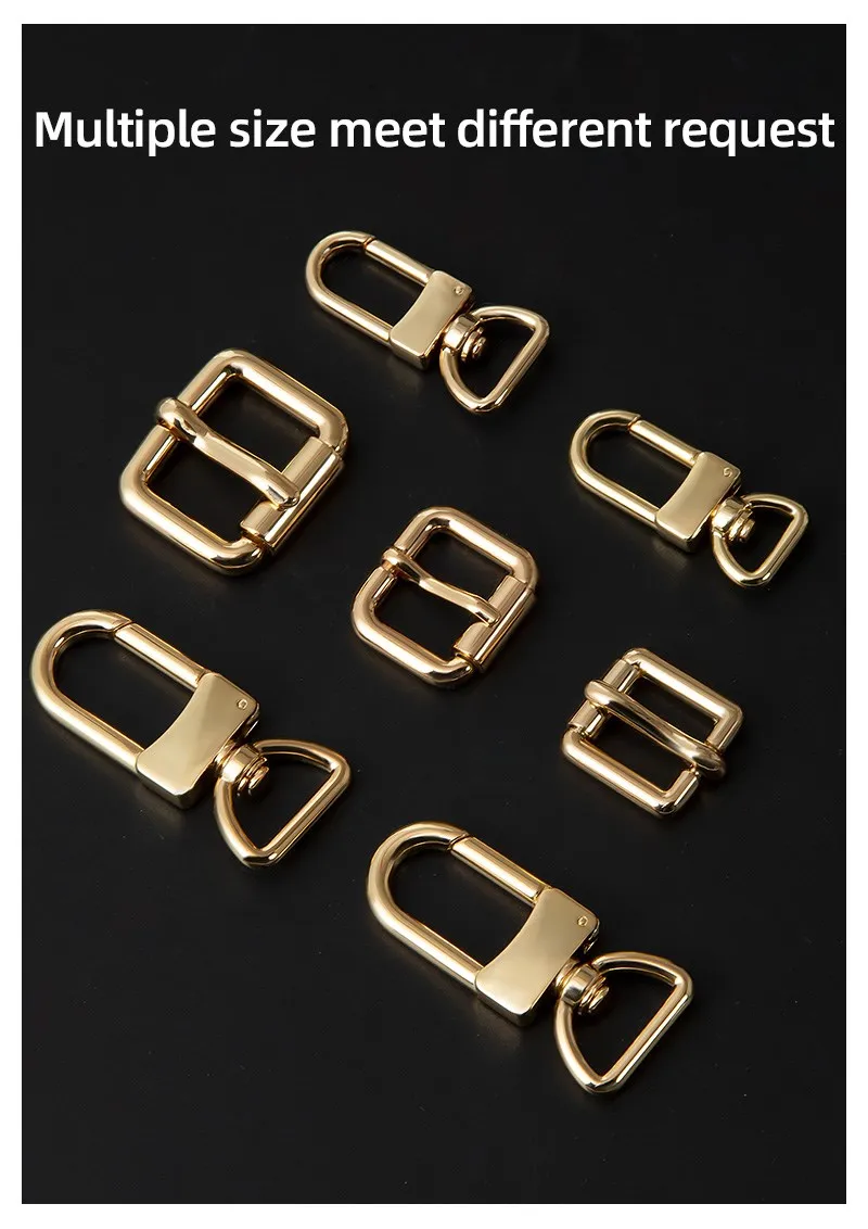 CRAZYSMITH 1PCS D Tail Hook Buckle D Ring Lobster Clasp Metal Roller Pin Buckle DIY Accessories for LV Bag Strap Belt Dog Collar