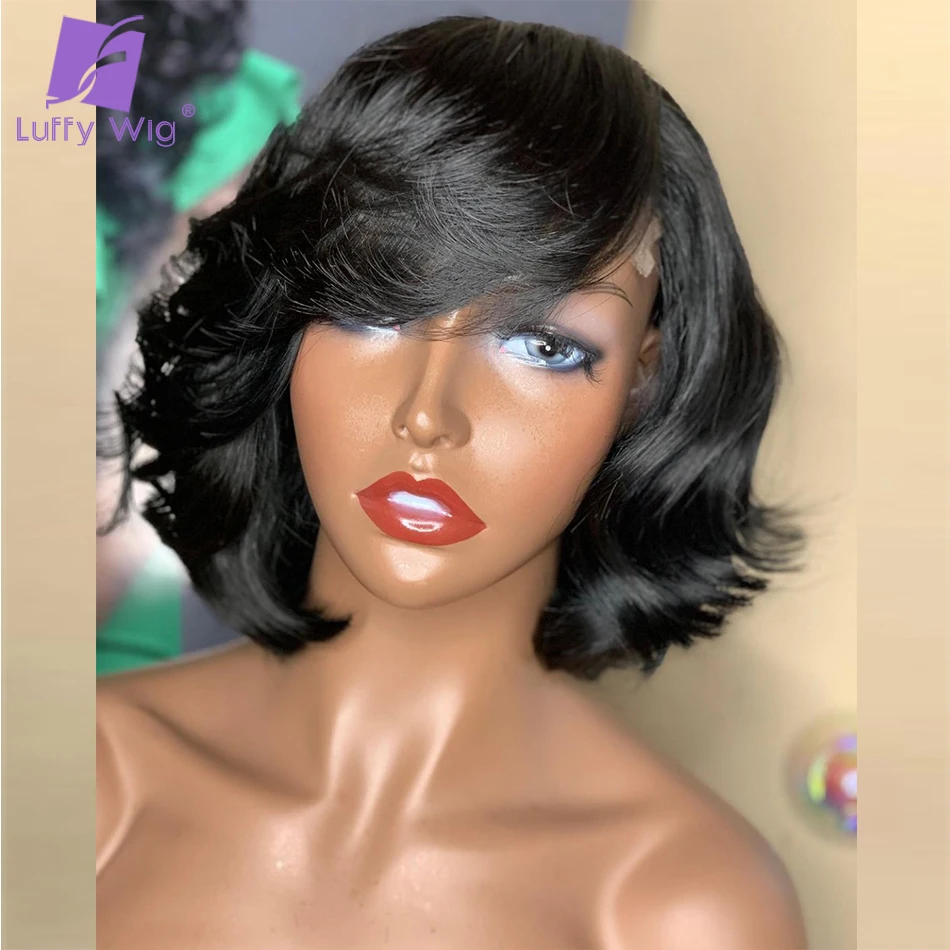 Body Wave Frontal Short Bob Wig 13x6 Natural Wave HD Transparent Lace Front Glueless Wigs Human Hair Pre Plucked Luffywig