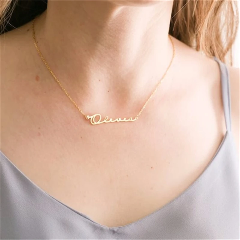 Custom Name Necklace Personalized Golden Choker Stainless Steel Necklaces For Women Man Customized Jewelry Couple Gift