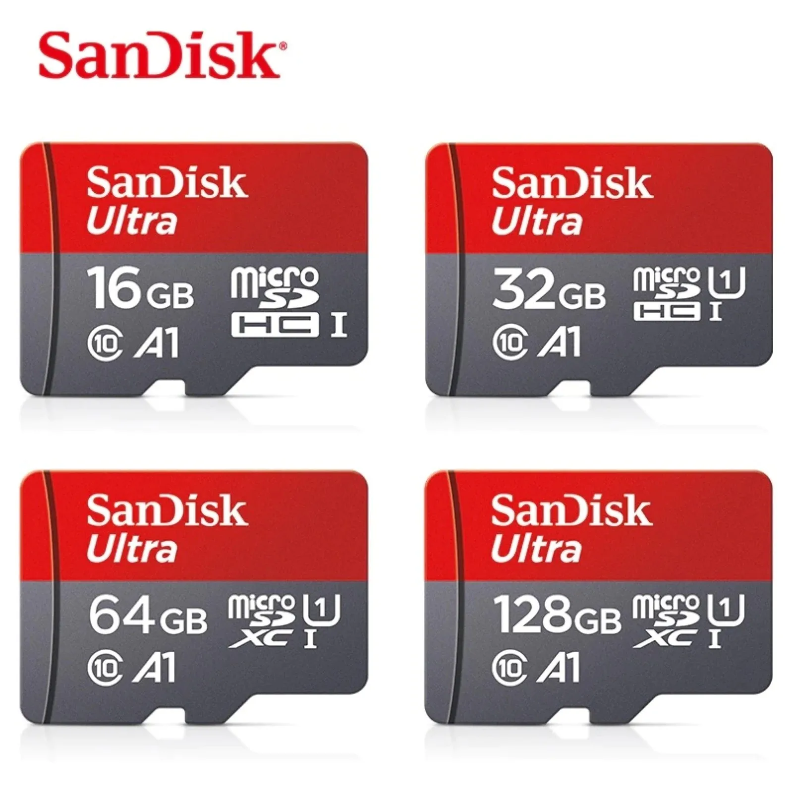 Scheda Di Memoria Micro Sd, Microsd Hc, Sandisk 16Gb 32Gb 64Gb 128Gb 256Gb 512Gb Classe 10