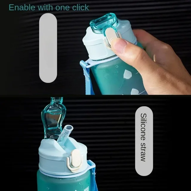 900ml Sports water Bottle High Temperature Resistant Graduated Straw Cup Rainbow Frosted Progressive Color Water Cup Plastic Cup 2