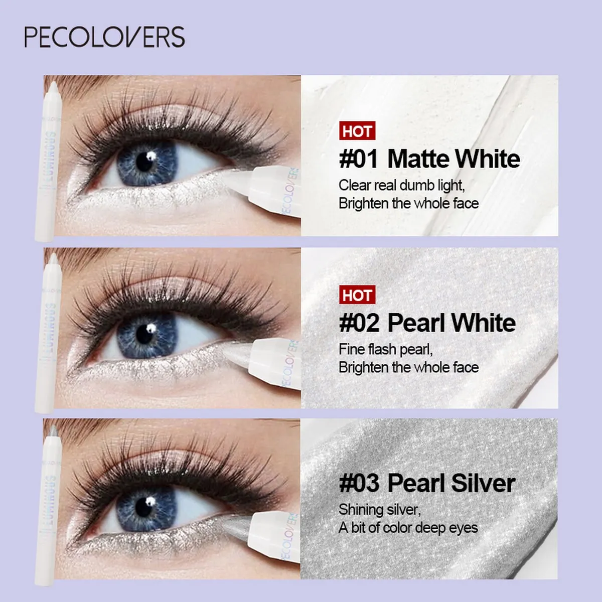 Brightening Lying Silkworm Highlighter Stick Pearlescent Matte White Sliver Eyeliner Lasting Smooth Eyeshadow Stick Face Makeup 3