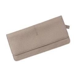 Women's Genuine Leather Wallet - Fashionable Solid Color Coin Purse with Zippered Card Holder - Multifunctional Cowhide Long Wallet (Gray)