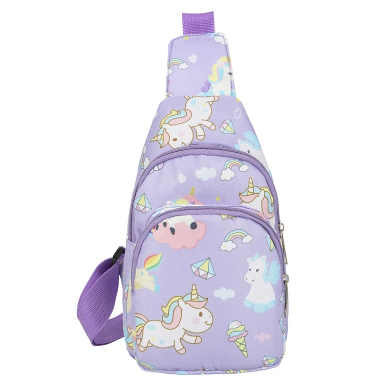 Children's Bags Cute Litter Dinosaur Unicorn Printing Trade Boys And Girls Zipper Chest Bag Crossbody Bag Cute Dinosaur Bag