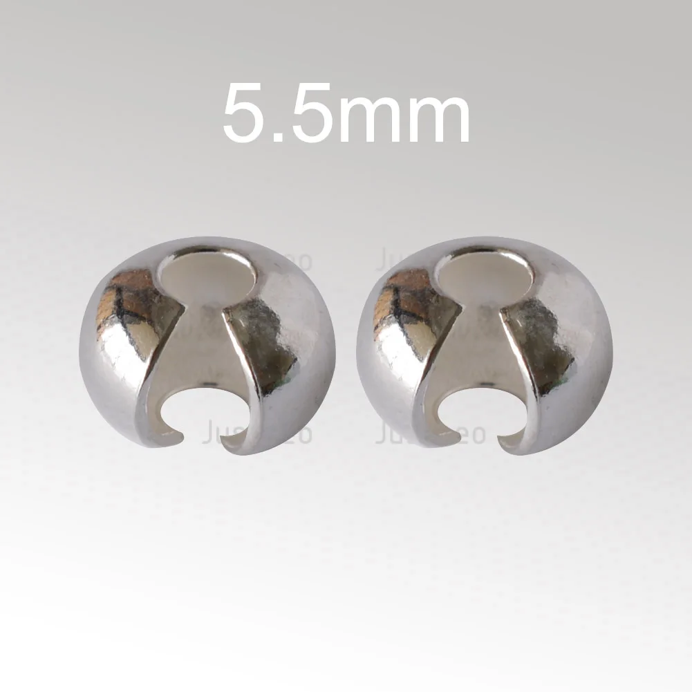 400 Pezzi Copri Perline A Crimpare Argento | Kit Calotte E Nodi Per Gioielli Fai Da Te | Ottone Per Bracciali E Collane - 4