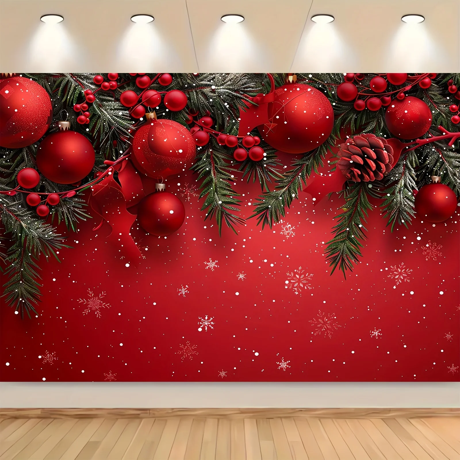 Glitzernder Schneeflocken-Weihnachtshintergrund, multifunktionaler Fotohintergrund aus Polyester, Festivals, Geburtstagsfeiern und Fotokabinen – Detail 6