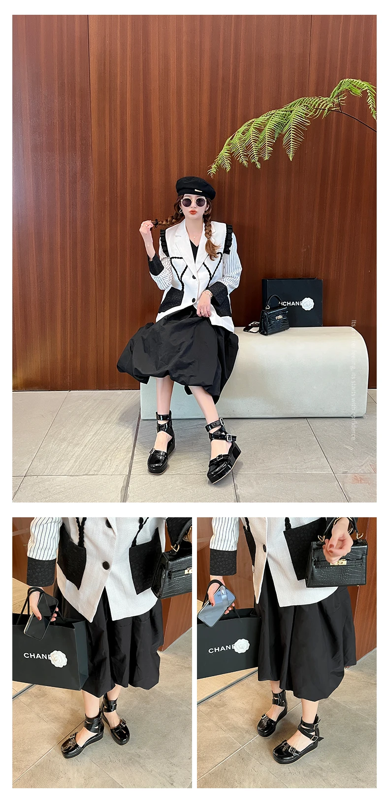 Oversized Shiny Patent Leather Ankle Strap Roman Style Women's Sandals Platform Flat Breathable Belt Buckle Summer Sandals