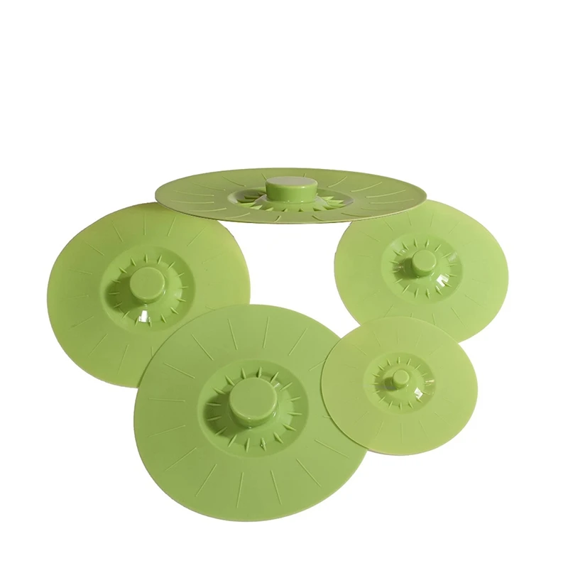 

5 PCS Silicone Fresh-Keeping Lid Silicone Sealed Fresh-Keeping Cover Silicone Vacuum Cover