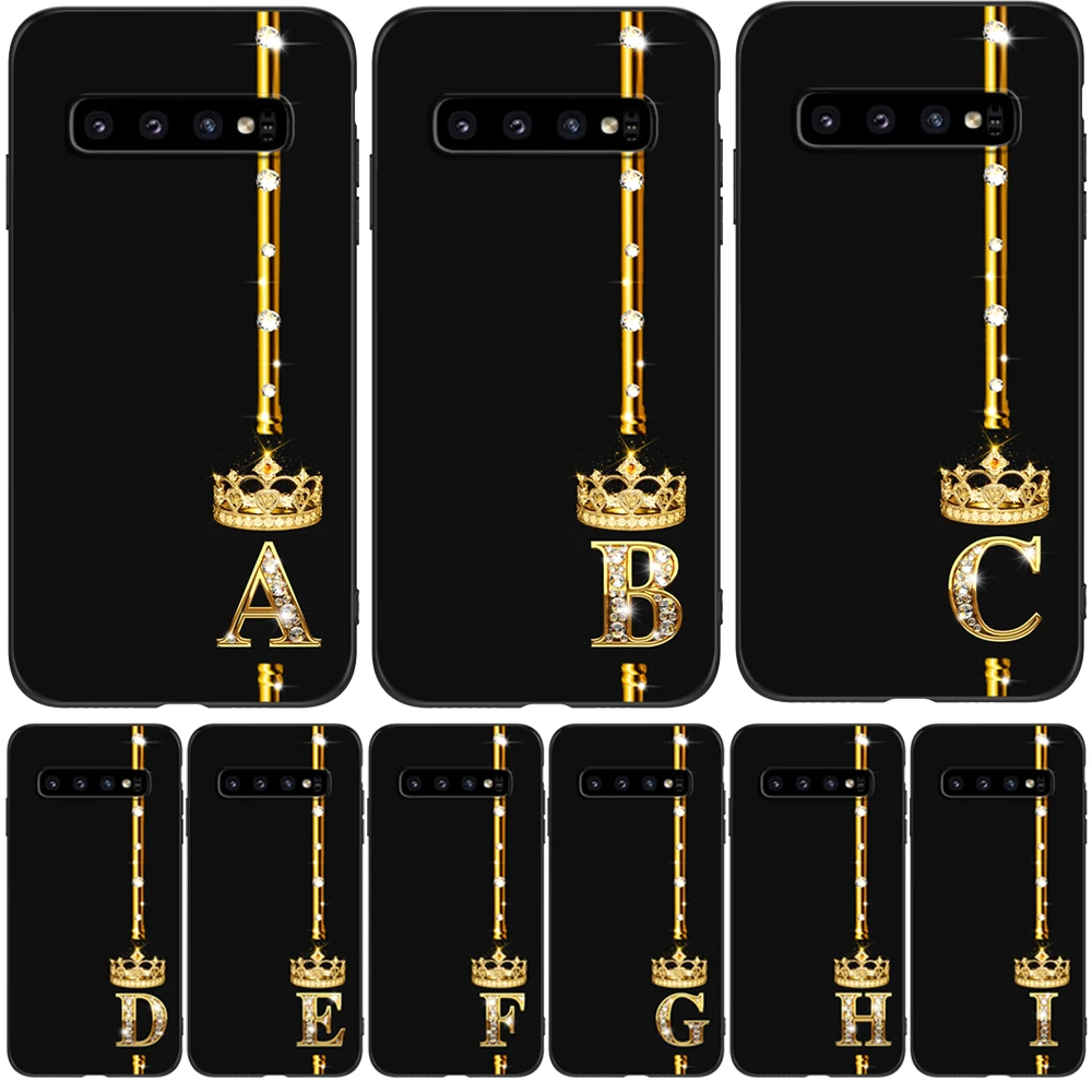 For Samsung Galaxy S10 Case For Samsung S10 Plus S10E Cover S10+ S10Plus S10 E Sm-G973F Black Tpu Case Gold Letters