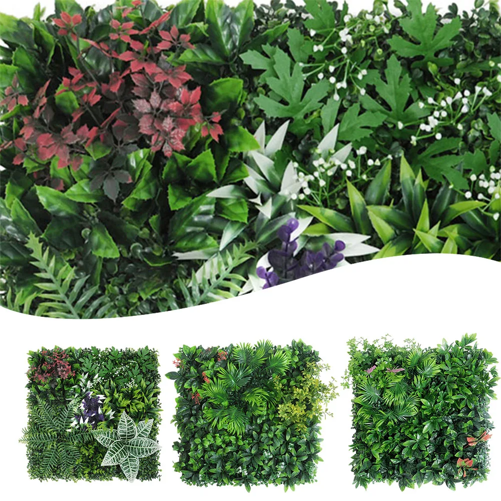 

50x50cm Artificial Plant Wall Panel Square Green Grass Lawn DIY Plants Grass Wall Backdrop Decoration For Shop Wedding Party