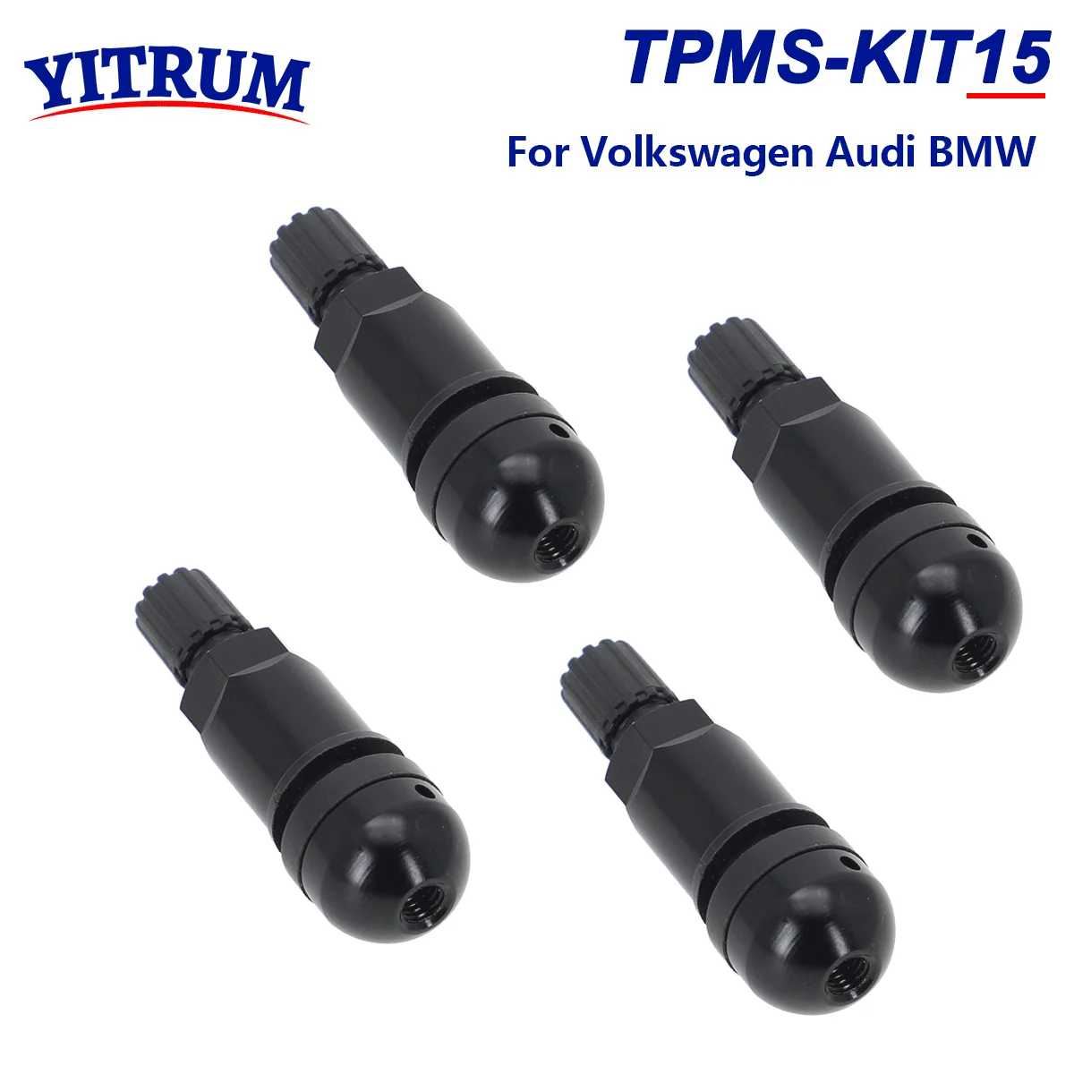 ชุดอะไหล่ก้านวาล์วอลูมิเนียมสีดำเซนเซอร์วัดความดันยางรถ TPMS สำหรับ Volkswagen Audi BMW 5Q0907275F 36106877937 1