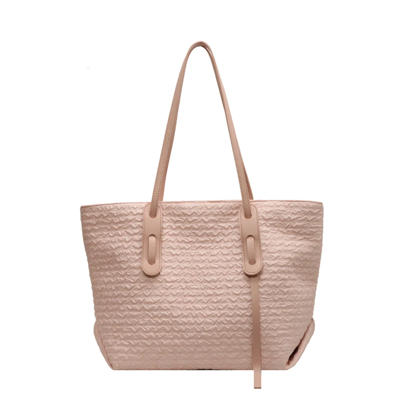 

Classic Designer Totes For Women Solid Pink Shoulder Bags Large Capacity Cloth Female Handbags Sweet Nylon Big Casual Packages