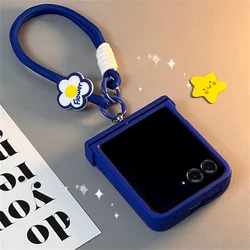 Korean Cute Klein Blue Portable Flower Rope Phone Case for Samsung Z Flip 8 (A)