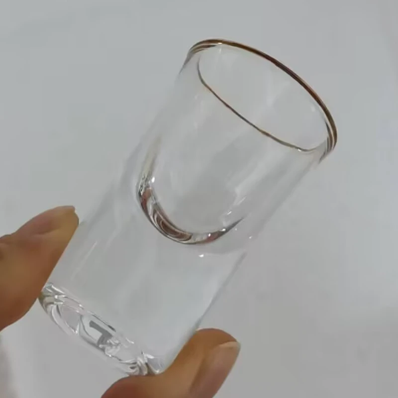 Wine Cup Spirits Cup Drinking Glasses 12pcs Gold Foil Baijiu Cup Household Creative Small Cup 15ml Smooth Glass Gilt Edged Cups Wine Dispenser Spirits Wine Cups