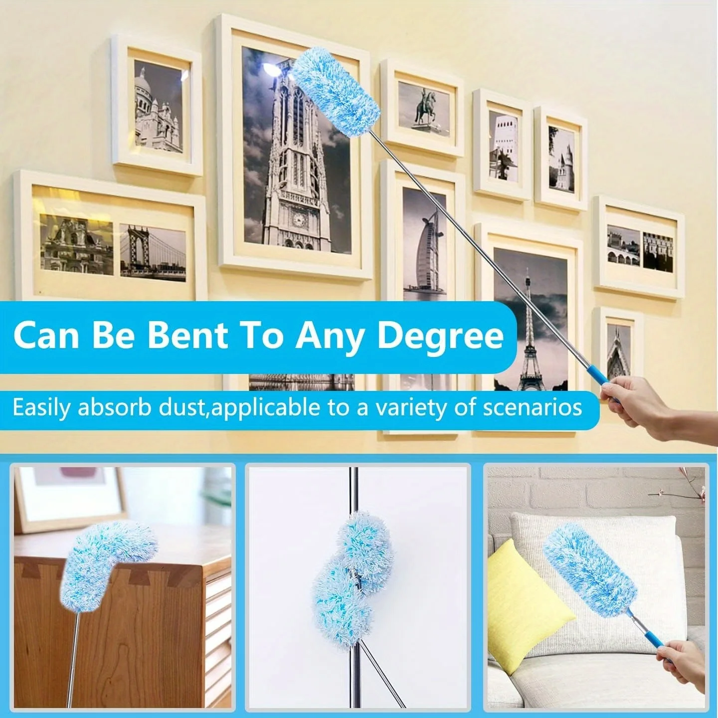 Cleaning Duster Retractable Duster Microfiber Duster Brush Feather Duster Microfiber Dust Brush Telescopic Dust Brush Telescopic Dust Remover Telescopic Duster Brush Extendable and Washable Microfibre Feather Duster Reachable Microfibre Cleaning Tool Small Dusters for Cleaning