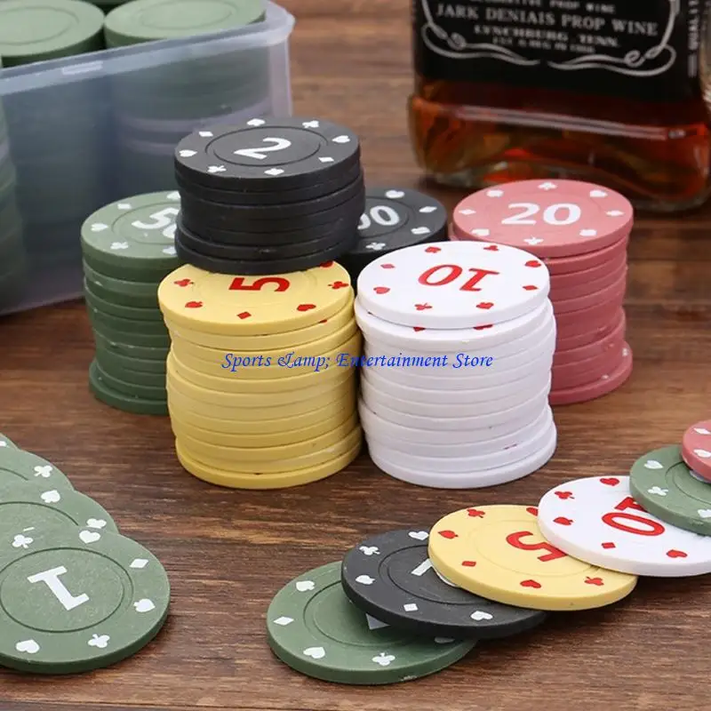 G7NF 100Pcs 라운드 플라스틱 칩 도박 포커 카드 게임 카지노 게임 부분 계산
