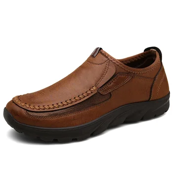 Scarpe casual da uomo in pelle moda Mocassini da uomo retrò Mocassini Slip traspiranti su scarpe da guida Scarpe da ginnastica da passeggio da uomo Taglia 39-48 1