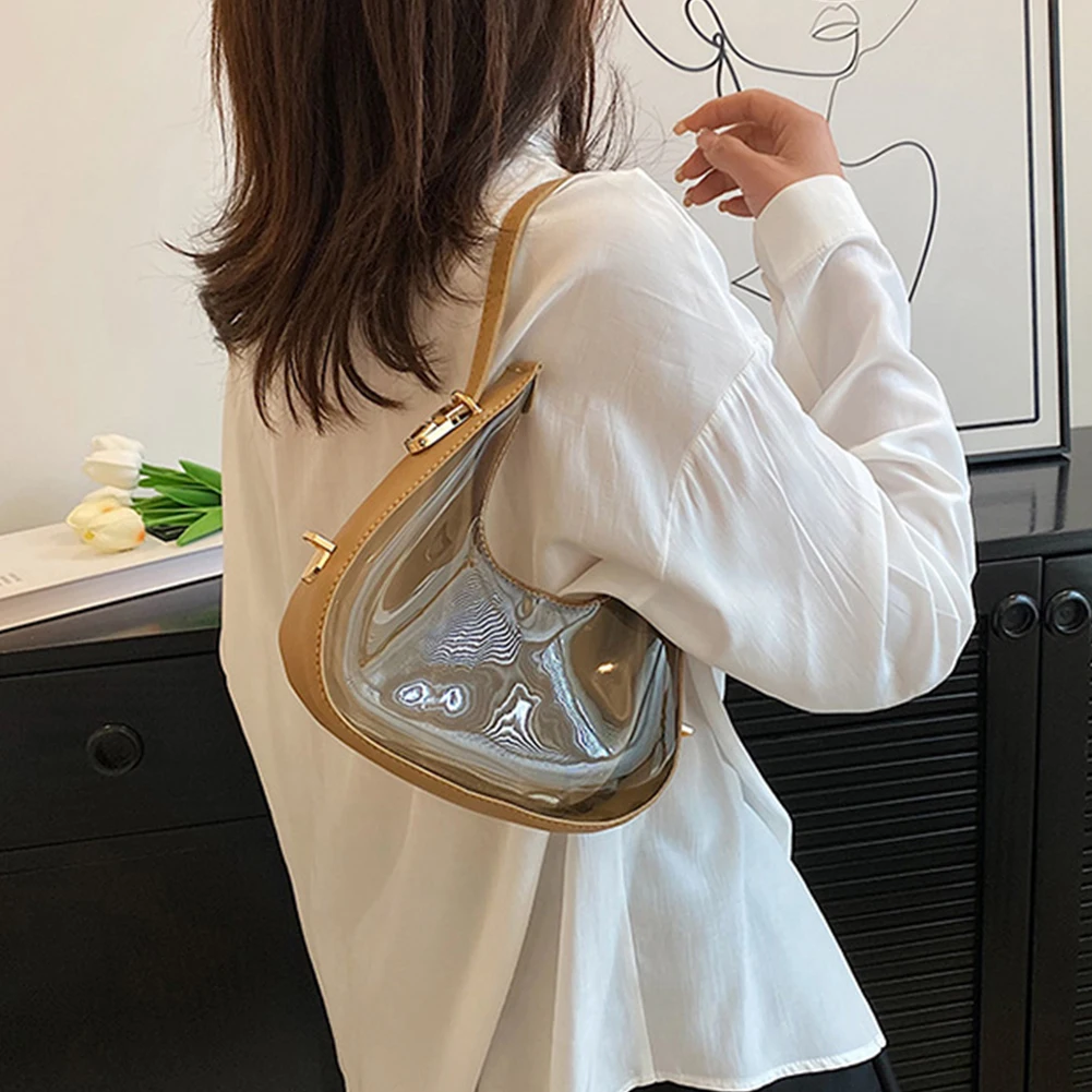 Borsa a mezzaluna Totes PVC trasparente trasparente Summer Women Jelly Underarm Borse Moda semplice hobo per ascella femminile_voghion.com