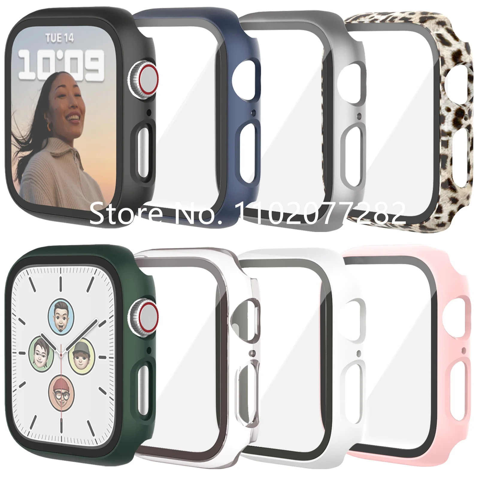500 개/몫 보호기 커버 애플 시계 45mm 41mm 내충격 커버 + 유리 2 1 보호 케이스 iWatch 7 시리즈