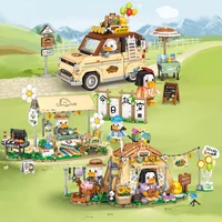 Creative Mini city streetscape Architectural decoration Food and Drink shop Campervan Folding blocks Children's Christmas gift 1