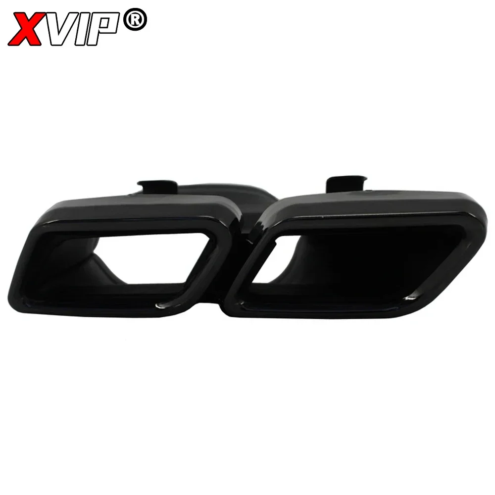 XVIP 후방 범퍼 립 디퓨저 스포일러 스플리터, 메르세데스 벤츠 C 클래스 W205 세단 C200 C250 15-21 용, 블랙 배기 파이프 포함