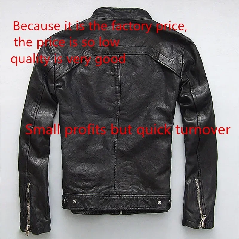 Men's Genuine Leather Jacket Men Real Sheep Goat Bomber Motorcycle Jackets Spring Autumn Men Leather Jacket