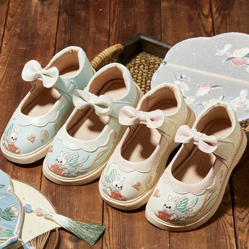 Zapatos Ni&ntilde;a Ethnic Girl Shoe Autumn New Cute Princess Shoe Embroidered Kid Dance Single Mary Jane Shoeтуфли