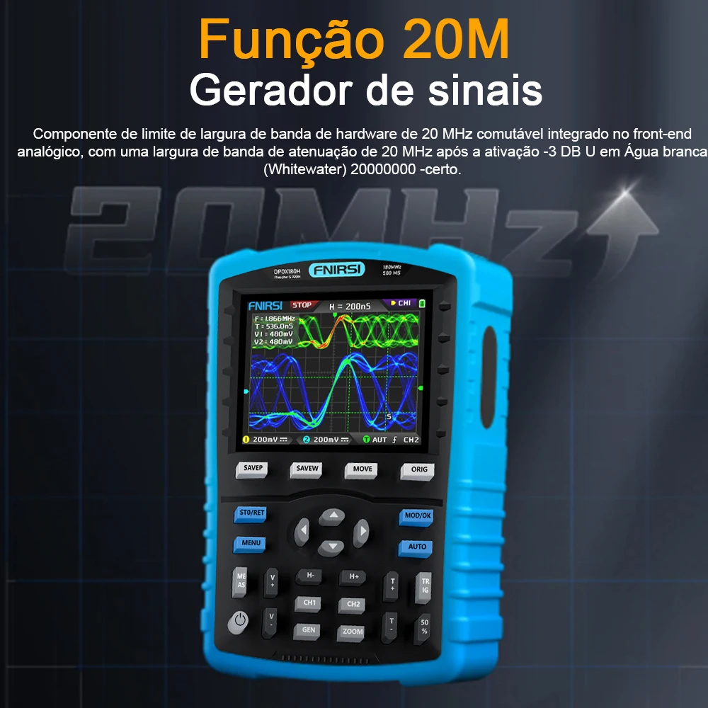 Oscilloscope numérique portable double canal 180 MHz 3 Mo bande