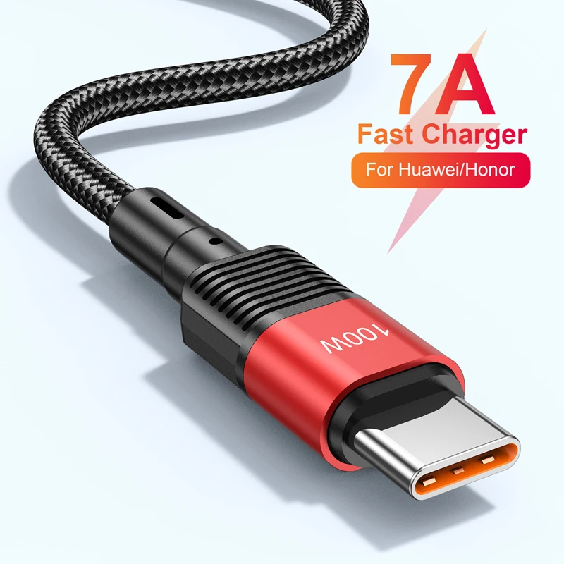 

7A USB Type C Cable For Realme Huawei P50 P40 P30 Pro Fast Charging Wire USB-C Charger Data Cord For Samsung Xiaomi Oneplus POCO